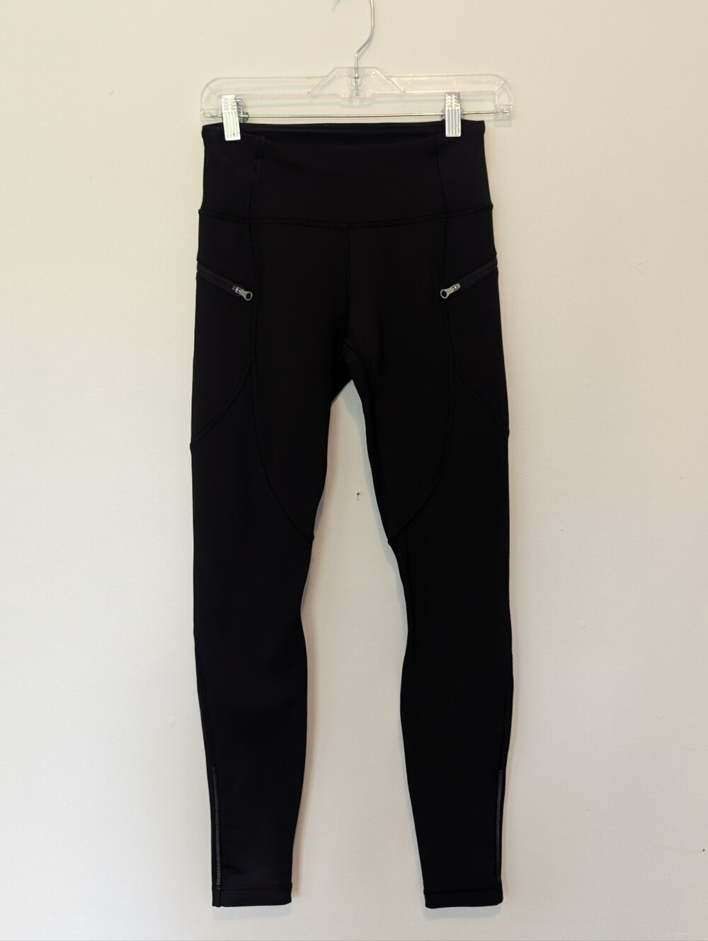 Lululemon High Rise Running Leggings Zipper Pockets Black Running Athletica 6